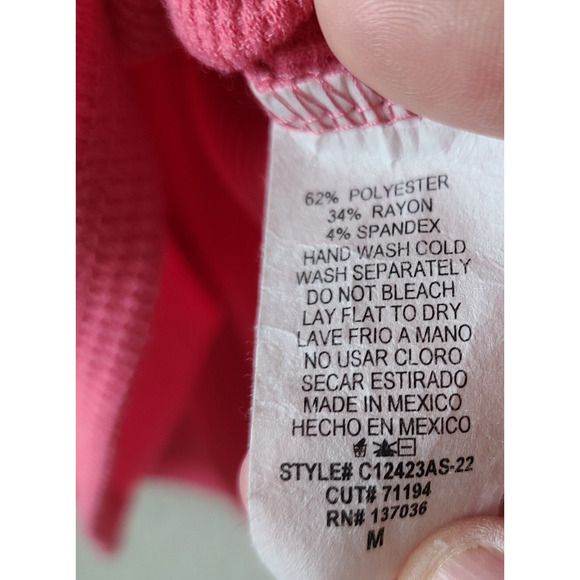 Altar’d State Milkmaid Square Neck Thermal Top SZ Medium Smocked Pink Cropped - Picture 6 of 8